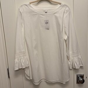 J. Jill White 3/4 Sleeve Blouse, NWT